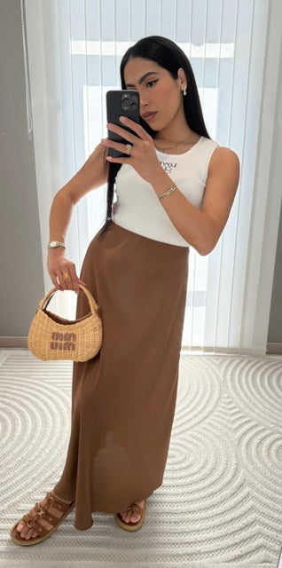 Jupe Satinée Marron