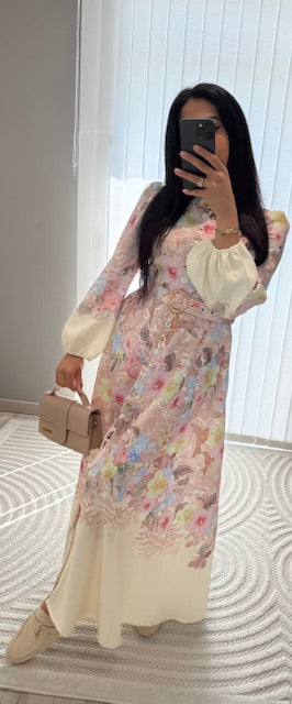 Robe longue a motif floral